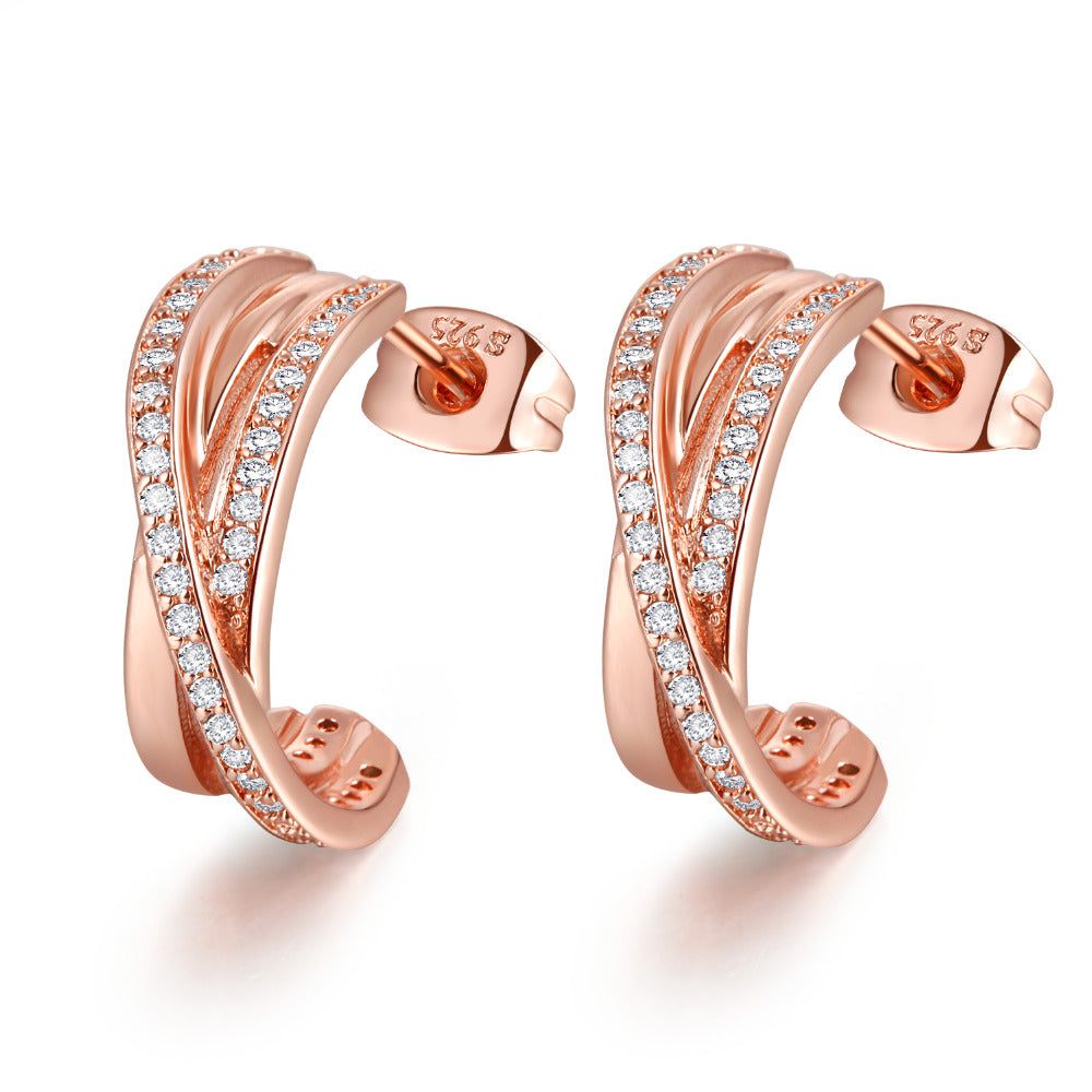 Entwined Hoop Earrings Rose Gold Jewelry Fit For Woman Jewelry Making European Style Earrings Fashion Jewelry