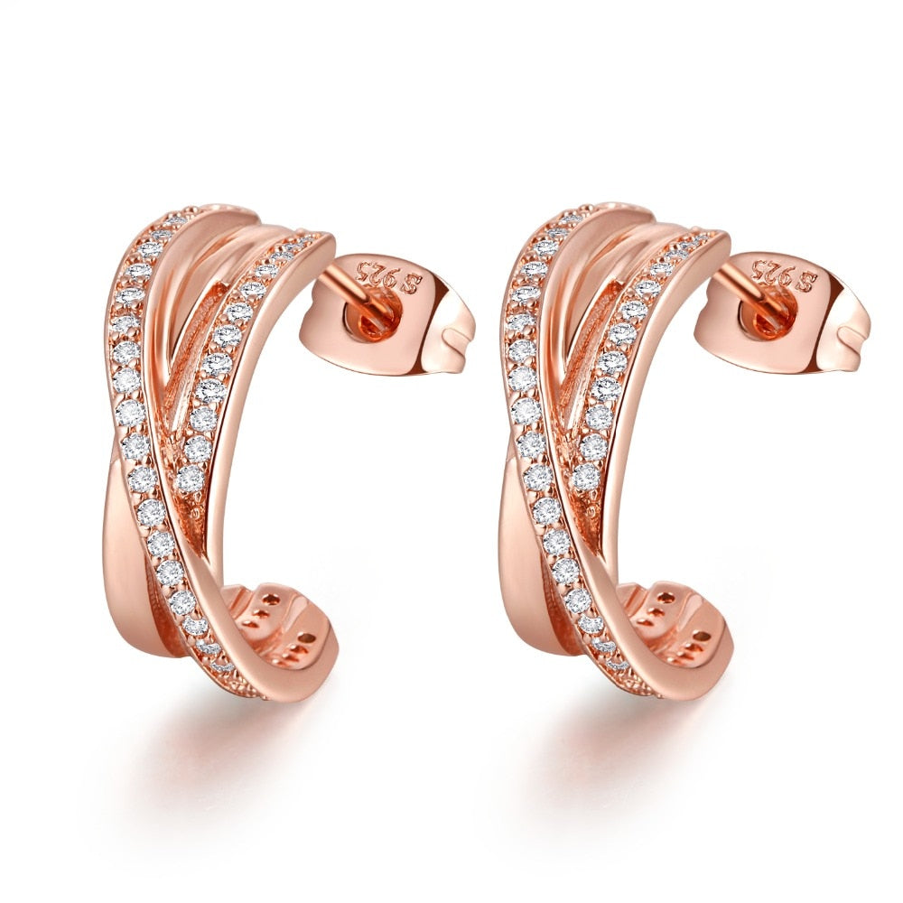 Fine Jewelry Entwined Hoop Earrings European Style Rose Gold Hoop Earrings For Woman Jewelry Making Wholesale
