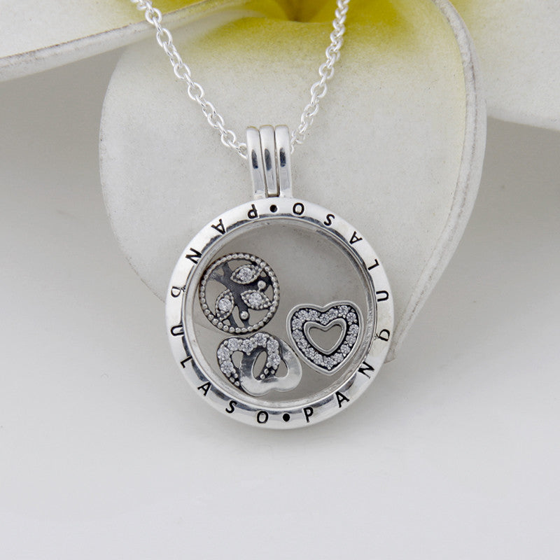 Love Family Petite Floating Locket Medium Pendant Choker NEW Original 925 Silver Charm Necklaces & Pendants for Women