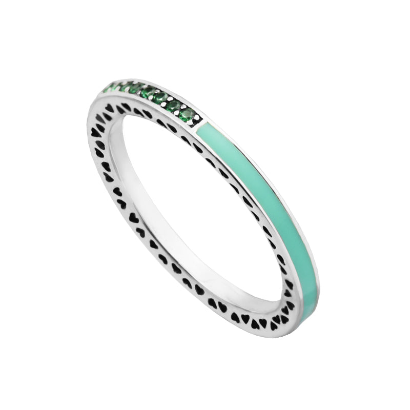 Mint Green Radiant Hearts Ring Women DIY Making 925 sterling silver jewelry Valentine's D Gift European Fashion Ring