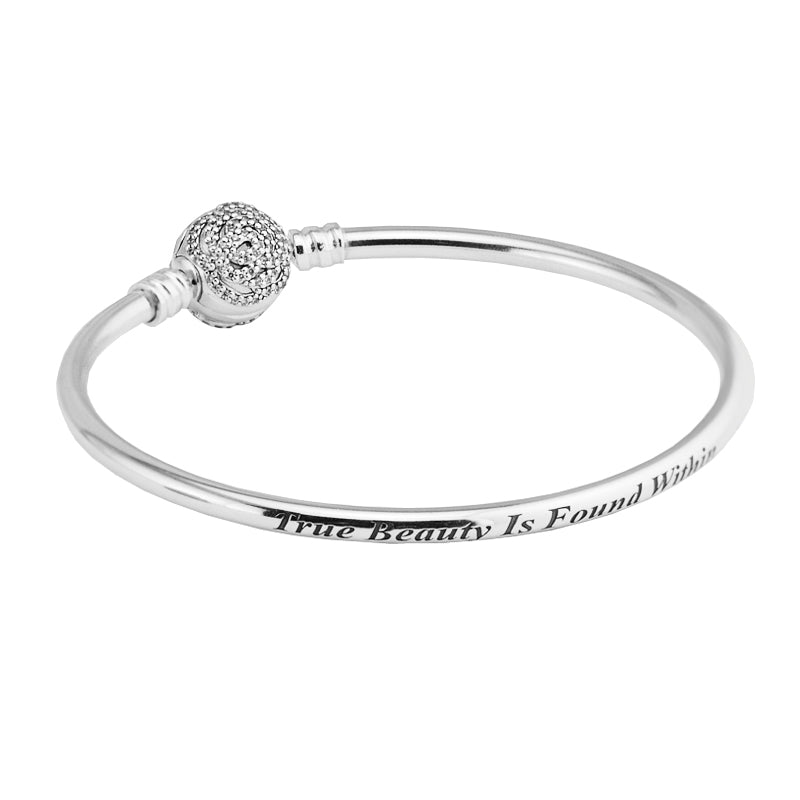 Rose Clasp With CZ Sterling Silver Bracelets For Woman DIY jewelry making Fit European Beads & Charms Jewelry