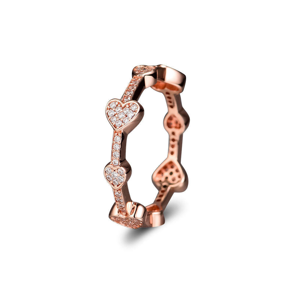Rose Gold All Hearts Ring Rose Gold Rings DIY Fashion European Jewelry For Women Gift Rings Wholesale