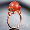 Rose Golden Silver Rings for Women Fashion Red Color Natural Agate Stone Rings Female Fashion Silver 925 Jewelry