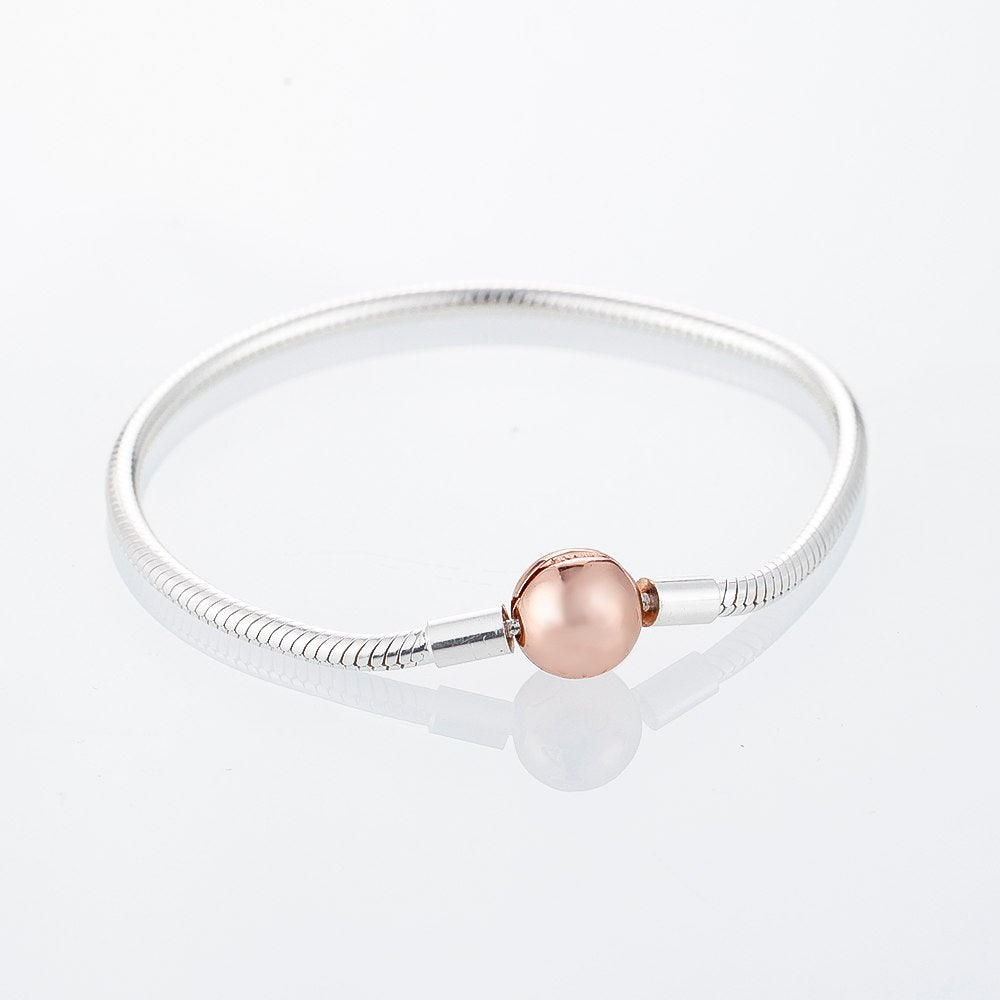 Round Clasp With Logo Bracelet Silver Bracelet for woman DIY fashion Jewelry Fit Original European beads & Charms