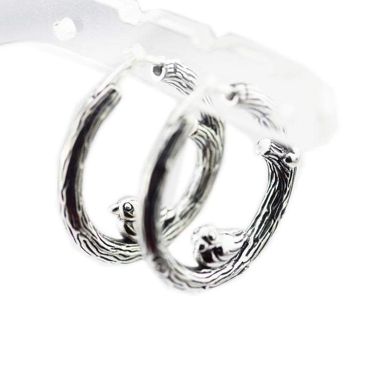 Spring Bird Hoop Earrings 925 Sterling Silver Jewelry Annivers Gift Spring Bird Earring for Women Make Up