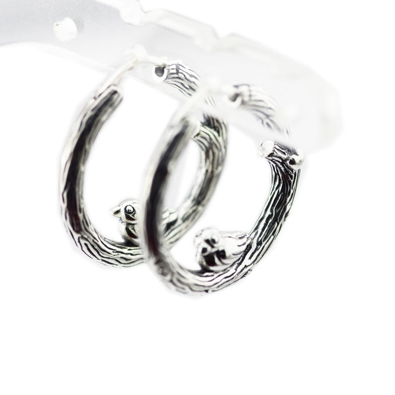 Spring Bird Hoop Earrings For Woman Make Up Sterling Silver Jewelry Party Earrings Fashion Jewelry