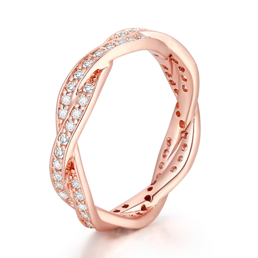 Twist of Fate Ring With Clear Stone Rose Gold Jewelry For Woman European Fashion Wedding Ring Woman Jewelry Making
