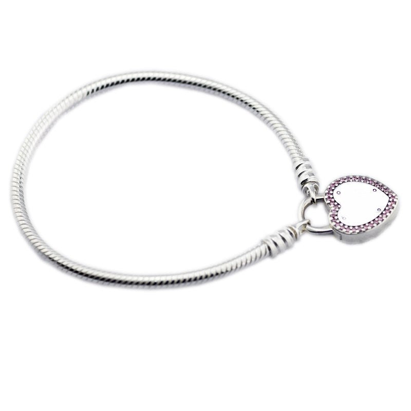 Valentine's D Lock Your Promise Bracelets for woman DIY fashion 925 Sterling silver jewelry making Fit Europe beads