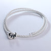 White Leather Bracelets with Classic Logo Silver Clasp Fashion Silver 925 Jewelry DIY Rope Bracelets for Women Jewelry