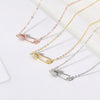 Paper Clip Shaped Pendant Necklace For Women Unique Hollow Out Zircon Pin 3 Color Collarbone Chain Gift Jewelry KBN260