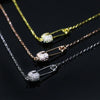 Paper Clip Shaped Pendant Necklace For Women Unique Hollow Out Zircon Pin 3 Color Collarbone Chain Gift Jewelry KBN260