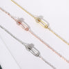 Paper Clip Shaped Pendant Necklace For Women Unique Hollow Out Zircon Pin 3 Color Collarbone Chain Gift Jewelry KBN260