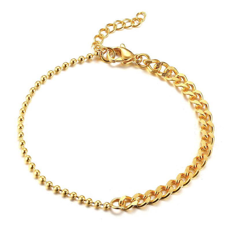 Paperclip Chain Bracelet Gold Color Stainless Steel Rectangle Link Cable Dainty Women Girls Layering Jewelry