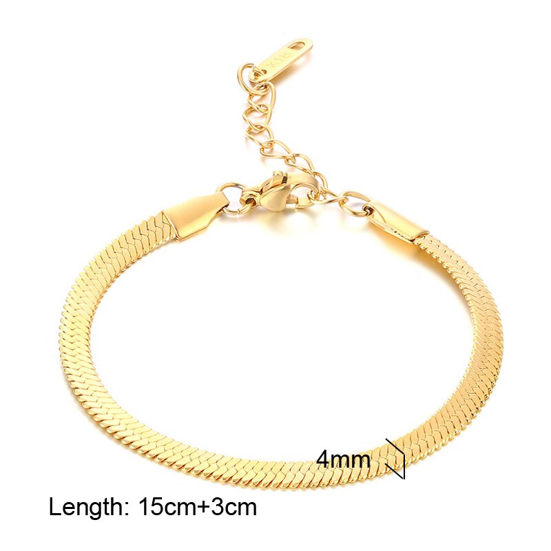 Paperclip Chain Bracelet Gold Color Stainless Steel Rectangle Link Cable Dainty Women Girls Layering Jewelry
