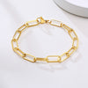 Paperclip Chain Bracelet Gold Color Stainless Steel Rectangle Link Cable Dainty Women Girls Layering Jewelry