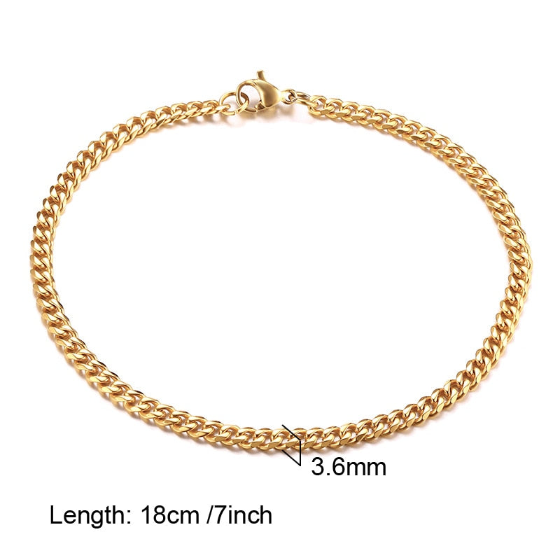 Paperclip Chain Bracelet Gold Color Stainless Steel Rectangle Link Cable Dainty Women Girls Layering Jewelry