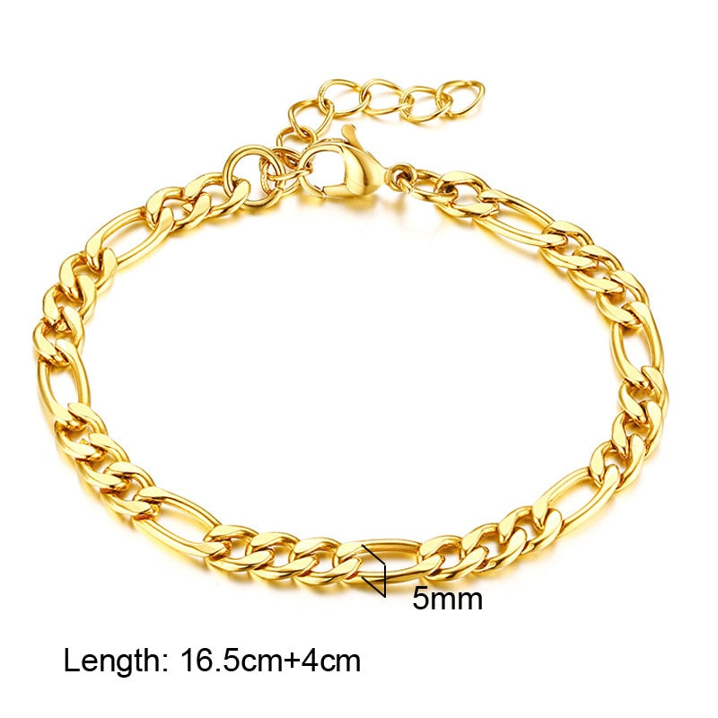 Paperclip Chain Bracelet Gold Color Stainless Steel Rectangle Link Cable Dainty Women Girls Layering Jewelry