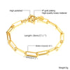 Paperclip Chain Bracelet Gold Color Stainless Steel Rectangle Link Cable Dainty Women Girls Layering Jewelry