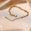 Paperclip Chain Bracelet Gold Color Stainless Steel Rectangle Link Cable Dainty Women Girls Layering Jewelry