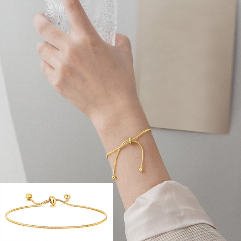 Paperclip Chain Bracelet Gold Color Stainless Steel Rectangle Link Cable Dainty Women Girls Layering Jewelry