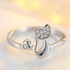 Party Jewelry Delicate Rose Gold Silver Tone Lovely Cat Shape Clear Crystal Inlaid Women Girl Opening Ring