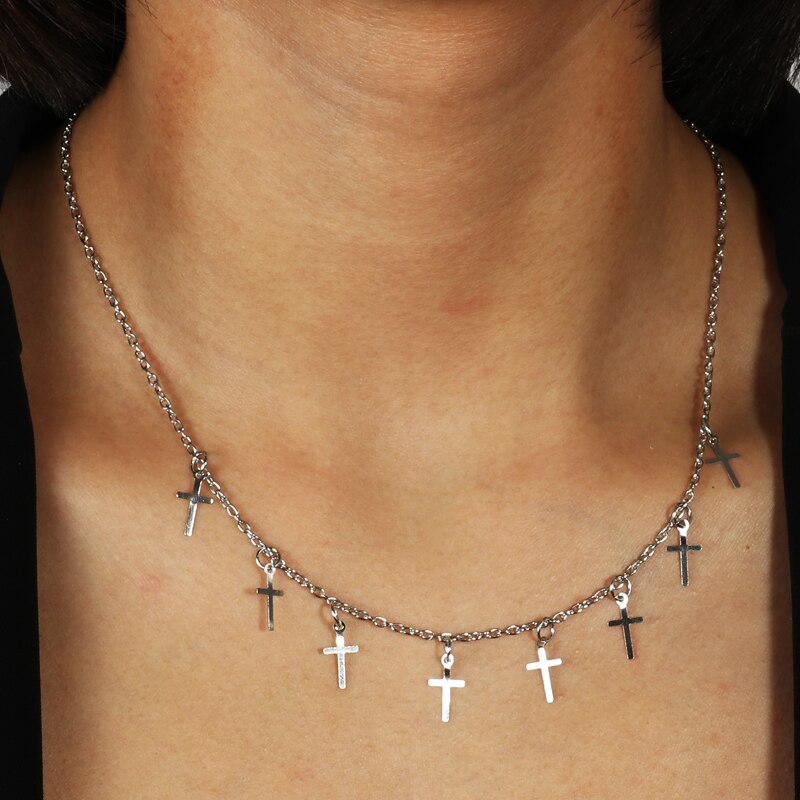 Party Jewelry Small Multiple Cross Tassel Clavicle Chain Necklaces & Pendants for Women Femininos Colares