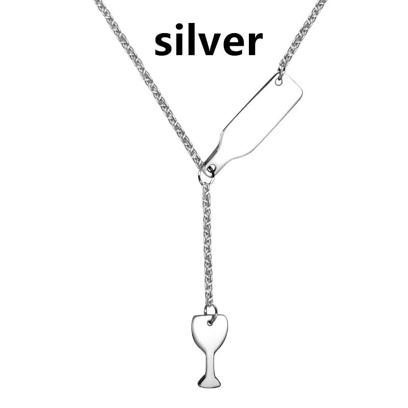 Party jewelry red Wine&Cup Love Wine Women Bottle glass Chain Charm Necklaces pendant Jewelry