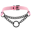 Pastel Goth Pink PU Leather Choker Necklaces Women Heart Pendant Metal Rivet Charm Collar Handmade Neck Strap Punk Rock Jewelry