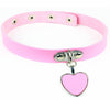 Pastel Goth Pink PU Leather Choker Necklaces Women Heart Pendant Metal Rivet Charm Collar Handmade Neck Strap Punk Rock Jewelry