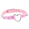 Pastel Goth Pink PU Leather Choker Necklaces Women Heart Pendant Metal Rivet Charm Collar Handmade Neck Strap Punk Rock Jewelry