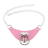 Pastel Goth Pink PU Leather Choker Necklaces Women Heart Pendant Metal Rivet Charm Collar Handmade Neck Strap Punk Rock Jewelry