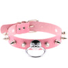 Pastel Goth Pink PU Leather Choker Necklaces Women Heart Pendant Metal Rivet Charm Collar Handmade Neck Strap Punk Rock Jewelry