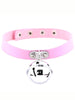 Pastel Goth Pink PU Leather Choker Necklaces Women Heart Pendant Metal Rivet Charm Collar Handmade Neck Strap Punk Rock Jewelry