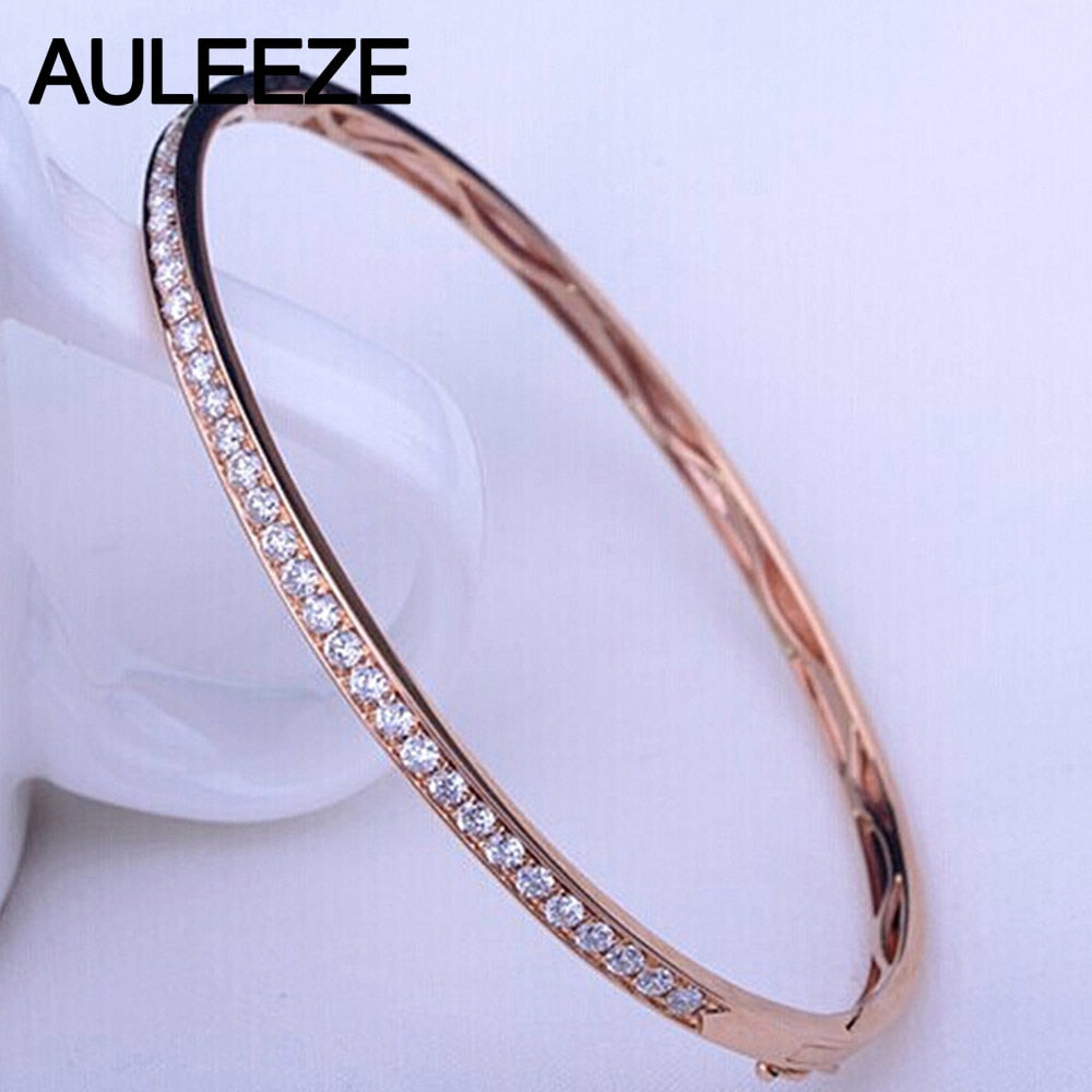 Pave Setting Eternal Natural Diamond Bangles Solid 18K AU750 Gold Real Diamond Engagement Wedding Bangles For Women Fine Jewelry