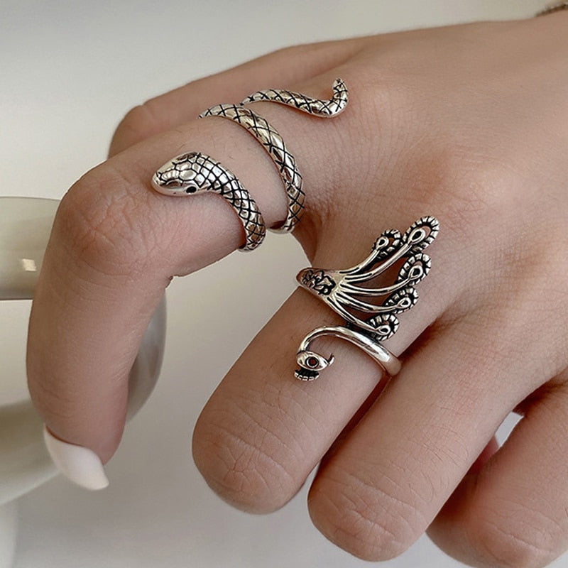 Peacock Snake Rings For Women Dating Ring 925 Stamp Silver Color  Designer Accessories Vintage Jewelry GaaBou Jewellery