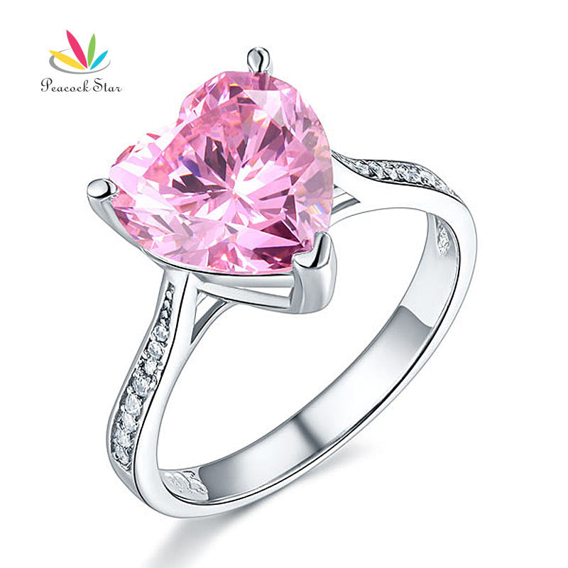 3.5 Ct Heart Fancy Pink Wedding Promise Engagement Ring Solid 925 Sterling Silver Jewelry CFR8216