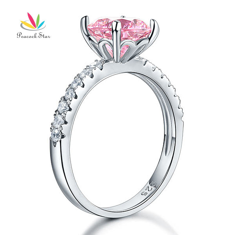 925 Sterling Silver Bridal Wedding Promise Engagement Ring Fancy Pink 2 Carat Jewelry CFR8213