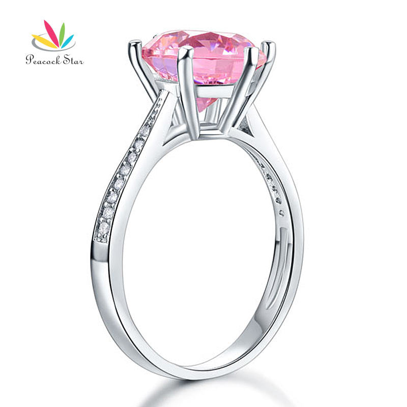 925 Sterling Silver Wedding Engagement Ring 3 Carat Fancy Pink Jewelry CFR8210