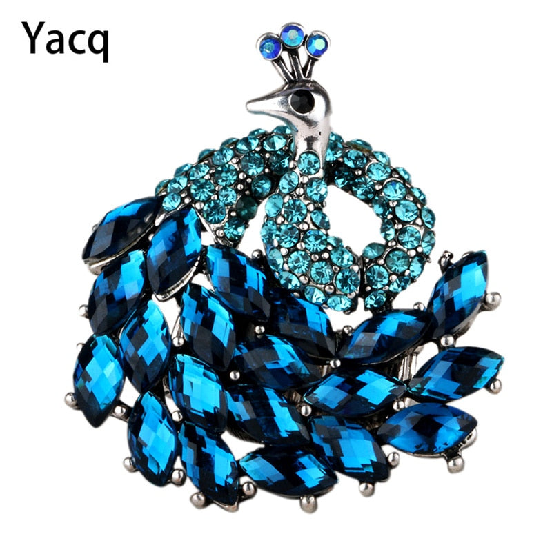 Peacock stretch ring for women antique gold & silver color W crystal jewelry gifts 9