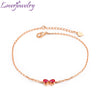 Pear Red Ruby Real 14K Rose Gold Bracelet Lovely Design Fine Jewelry For Girl Christmas Gift