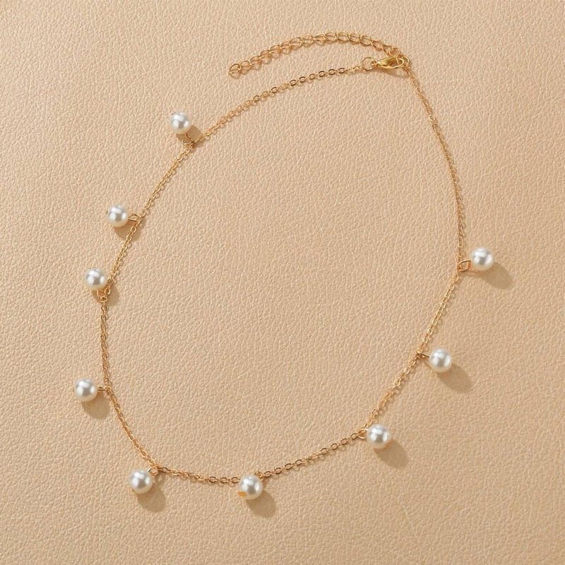 Pearl Beads Women's Neck Chain Kpop Choker Necklace Gold Color Goth Chocker Jewelry on The Neck Pendant 2021 Collar for Girl