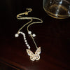 Pearl Bow Necklace Female Small Design Sense Young Net Red With Accessories Clavicle Chain Neck