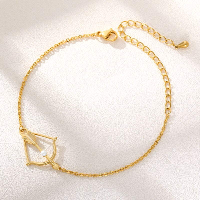 Pearl Bow Zircon Arrow Bracelet For Women 2023 Costume Jewelry Gold Color Earring Christmas Gift Bijoux Femme