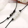 Pearl Decor Choker Necklace Faux Pearl Handmade Fake Leather Rope Necklace Choker Chain Women's Neck Chain