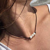Pearl Decor Choker Necklace Faux Pearl Handmade Fake Leather Rope Necklace Choker Chain Women's Neck Chain