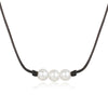 Pearl Decor Choker Necklace Faux Pearl Handmade Fake Leather Rope Necklace Choker Chain Women's Neck Chain