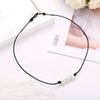 Pearl Decor Choker Necklace Faux Pearl Handmade Fake Leather Rope Necklace Choker Chain Women's Neck Chain