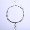 Pearl Necklace Pearl Leather Rope Square Size 16 -17 mm