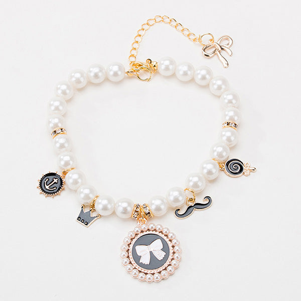 Pearl Necklace Pet Dog Cat Collar Diamond Pet Collars Mascotas Dog Accessories Leashes For Little Dogs Pet Supplies Cachorro