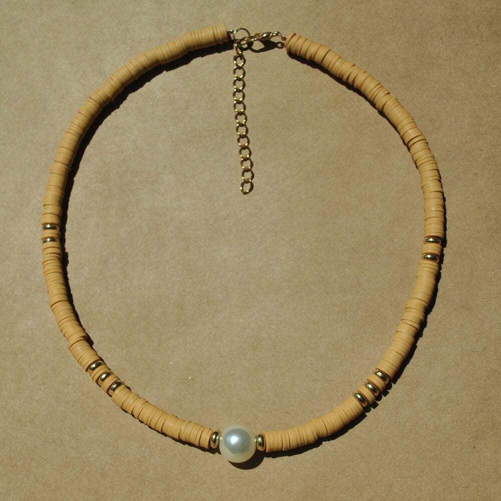 Pearl Necklace Soft Pottery Clay Resin Choker Necklace Colorful Surfer Beads Collar Handmade Femme Jewelry Gifts 2022